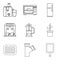 Internal part icons set, outline style