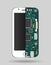 Internal phone device - circuit board, a microprocessor, a variety of chips and other electronic components. It can be