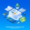 International accounting day concept background, isometric style