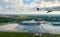 International airport aerial view at fall