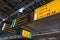 International airport Schiphol with modern arrivals and departures signs in English