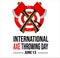 International Axe Throwing Day June 13 in wood target, template for banner and poster and logo design.