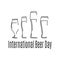 International Beer Day, outlines of beer glasses of various shapes and sizes for poster or banner