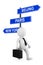 International Business Concept. Businessman with Business capitals signpost