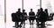 International business people negotiating sitting at office boardroom table