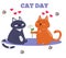 International Cat Day. A couple of cats. Flat vector illustration