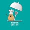 International chef day greeting card or banner. vector funny cartoon tiny brown smiling chef potato with chef hat