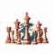 International Chess Day. Image of chess. World Chess Day. July 20. Side view. Closeup. White and Eartch on background