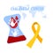 International Childhood cancer day.Hourglass with blood. Incurable diseases.