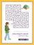 International children`s book day poster, maze labyrinth game.