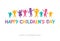 International Children`s Day. Bright multicolored flat design of social logo.