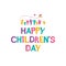 International Children`s Day. Bright multicolored flat design of social logo.