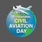 International Civil Aviation Day, air plane on globe - Vector Illustration