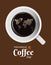 International coffee day poster with coffee cup and earth maps air view