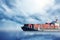 International Container Cargo ship in the ocean, Freight Transportation, Nautical Vessel