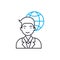 International corporation employee linear icon concept. International corporation employee line vector sign, symbol