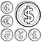International currency symbol coins
