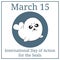 International Day of Action for the Seals. March 15. March holiday calendar. Kawaii Harp Baby Seal. Protect concept. Vector.