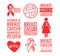 International Day of Breast Cancer Awareness. Set of vector ribbons and badges. Symbols of hope, charity and support