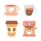 International day of coffee maker disposable ceramic cups icons
