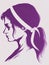 International Day for the Elimination of Violence against Women illustration. Woman purple profile with white awareness ribbon