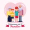 International Day Of Families 15 May, family love heart old grandparents kids illustration design