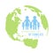 International Day of Families banner with green earth map and blue family sign vector design