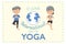 International Day of Yoga banner with old couple doing yoga pose