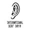 International deaf day concept background, hand drawn style