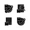 International delivery professional service black glyph icons set on white space