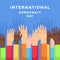 international democracy day with hand raising illustration vector design banner