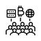 international digital currency conference line icon vector illustration