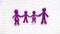 International Epilepsy Day, Epilepsy awareness. Purple toy adults and kids people, family on brain wave on