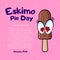 International Eskimo Pie Day, January 24. Square Banner with place for text, flyer, card. Cartoon popsicle on a pink background.