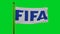 International Federation of Association Football flag waving 3D Render with flagpole on chroma key, soccer Flag of FIFA