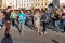 International Flashmob Day of Rueda de Casino. Several hundred persons dance Hispanic rhythms on the Main Square in Cracow.