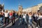 International Flashmob Day of Rueda de Casino. Several hundred persons dance Hispanic rhythms on the Main Square in Cracow.