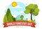 International Forest Day Vector Illustration on 21 March with Plants, Trees, Green Fields and Various Wildlife to Economic