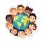 International Friendship Day 30th of July banner. Multi ethnic diverse friends together in circle. Ai generated