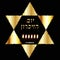 International Holocaust Remembrance Day on 27 January. Golden Jewish Star. Six burning candles for 6 million dead.