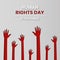 International Human Rights Day illustration with hands and light backgrond in paper cut style