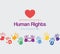 International human rights heart and colored hands prints vector design