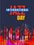 International jazz day inscription with musical notes and piano keyboard