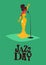 International Jazz Day retro banner of woman singer