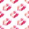 International kissing day background. Seamless pattern with kisses. Illustration with glamorous sensual red lips.
