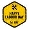 International labor day logo on grunge stain, brush stroke.