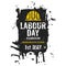 International labor day logo on grunge stain, brush stroke.