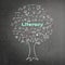 International literacy day concept with tree of knowledge and education doodle on black chalkboard