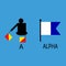 International marine signal flag, sea alphabet , vector illustration, semaphore, communication, alpha.