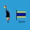 International marine signal flag, sea alphabet , vector illustration, semaphore, communication, delta.